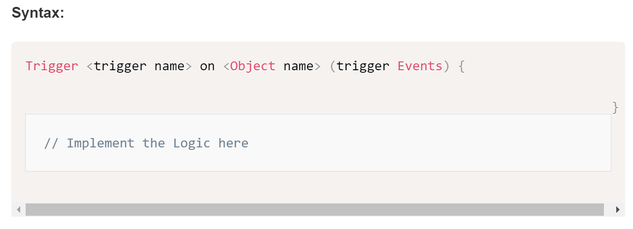 Syntax of Trigger