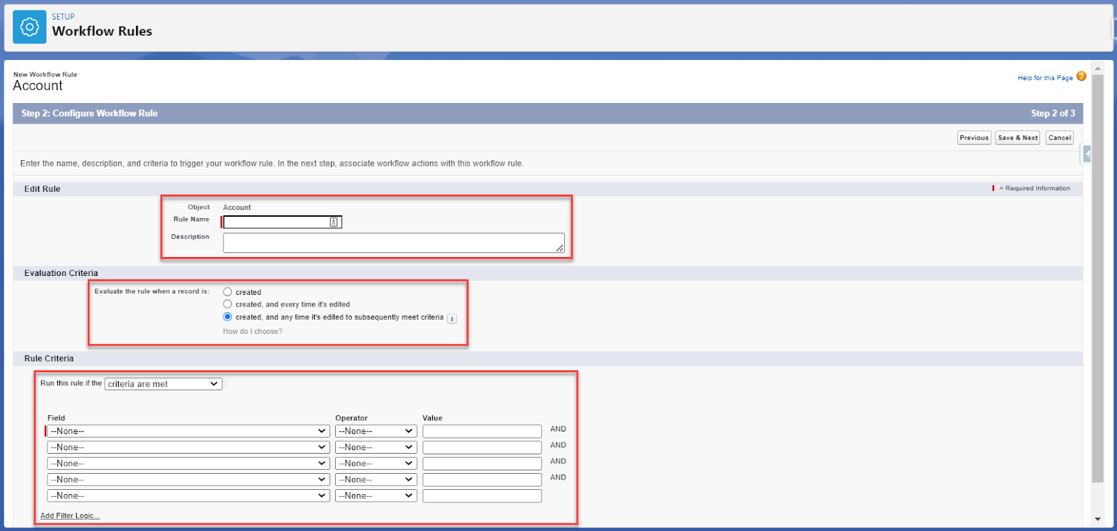 Salesforce Workflow Rules 