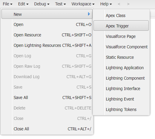 creating new apex trigger