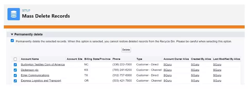 Mass Transfer and Mass Delete in Salesforce